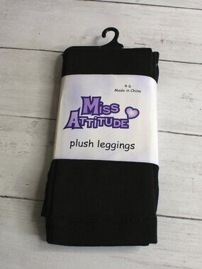Miss Attitude Girl's Plush Leggings Size 4-6 Black